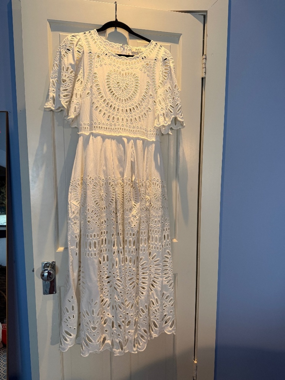 Sea New York White Eyelet Midi Dress